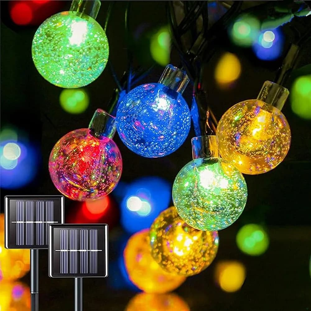 Luci a stringa solari a sfera di cristallo, 1 pz, impermeabili per esterni, decorazione natalizia, ghirlanda luminosa per campeggio e feste in giardino