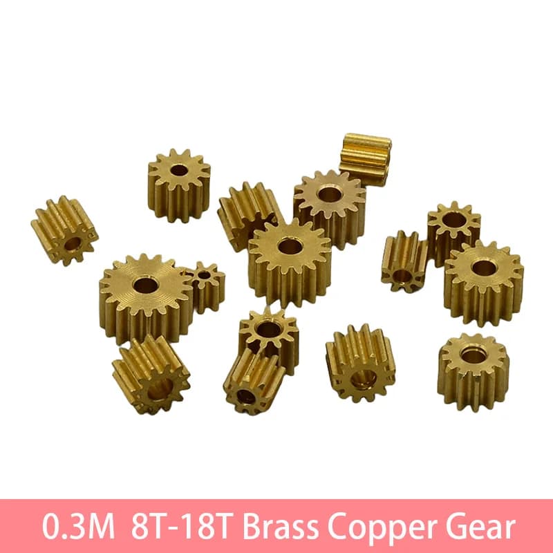 0.3M Modulo Ottone Metallo Rame Ingranaggio 8/9/10/11/12/13/14/15/16/18 Denti Giocattolo Auto Motore Ingranaggio di Trasmissione Misura 1mm 1.5mm 2mm Albero