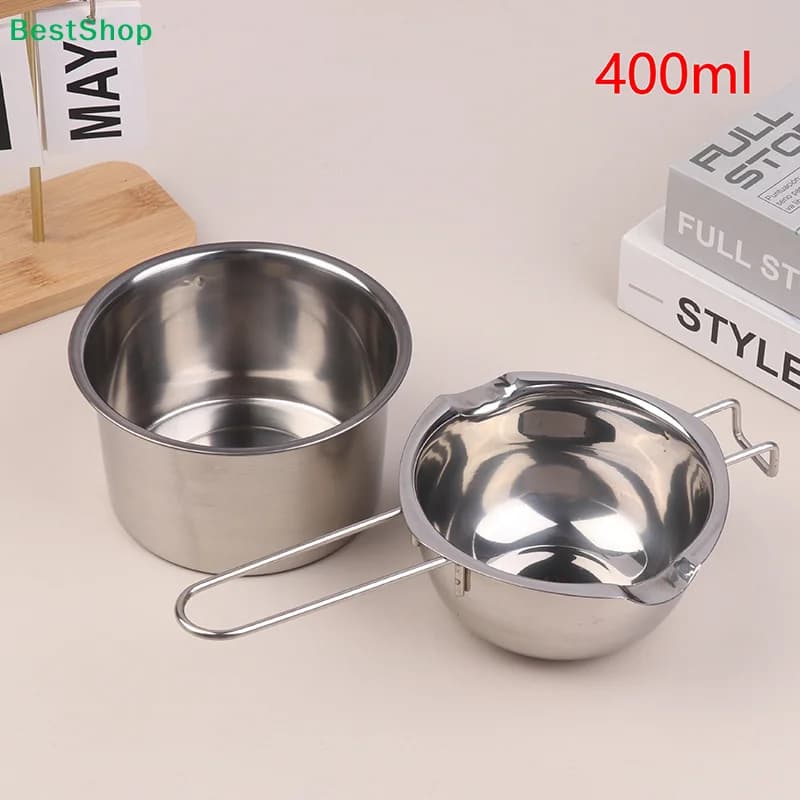 Pentola a Doppio Fondo Multifunzione - Ciotola in Acciaio Inox da 400ml per Fondere Candele e Cosmetici
