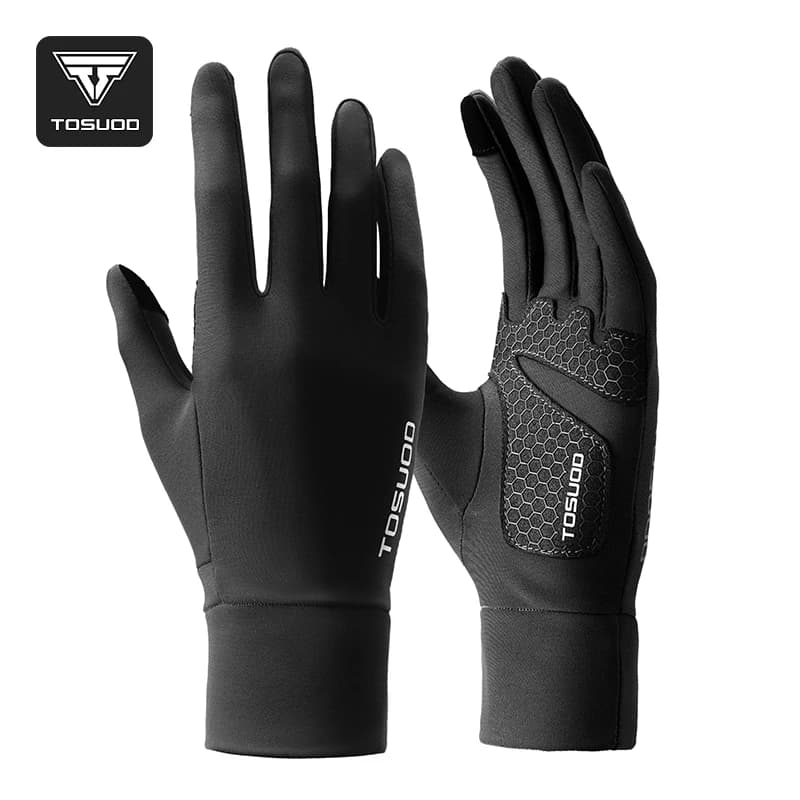 TOSUOD Guanti da ciclismo per climi freddi, pile termico con dita intere con touchscreen e ammortizzanti per uomo donna