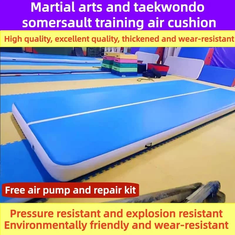 2M Inflatable Air Track Tumbling Mat Thick Air Cushion with Pump for Taekwondo Martial Arts Backflip Yoga Gymnastics Mat