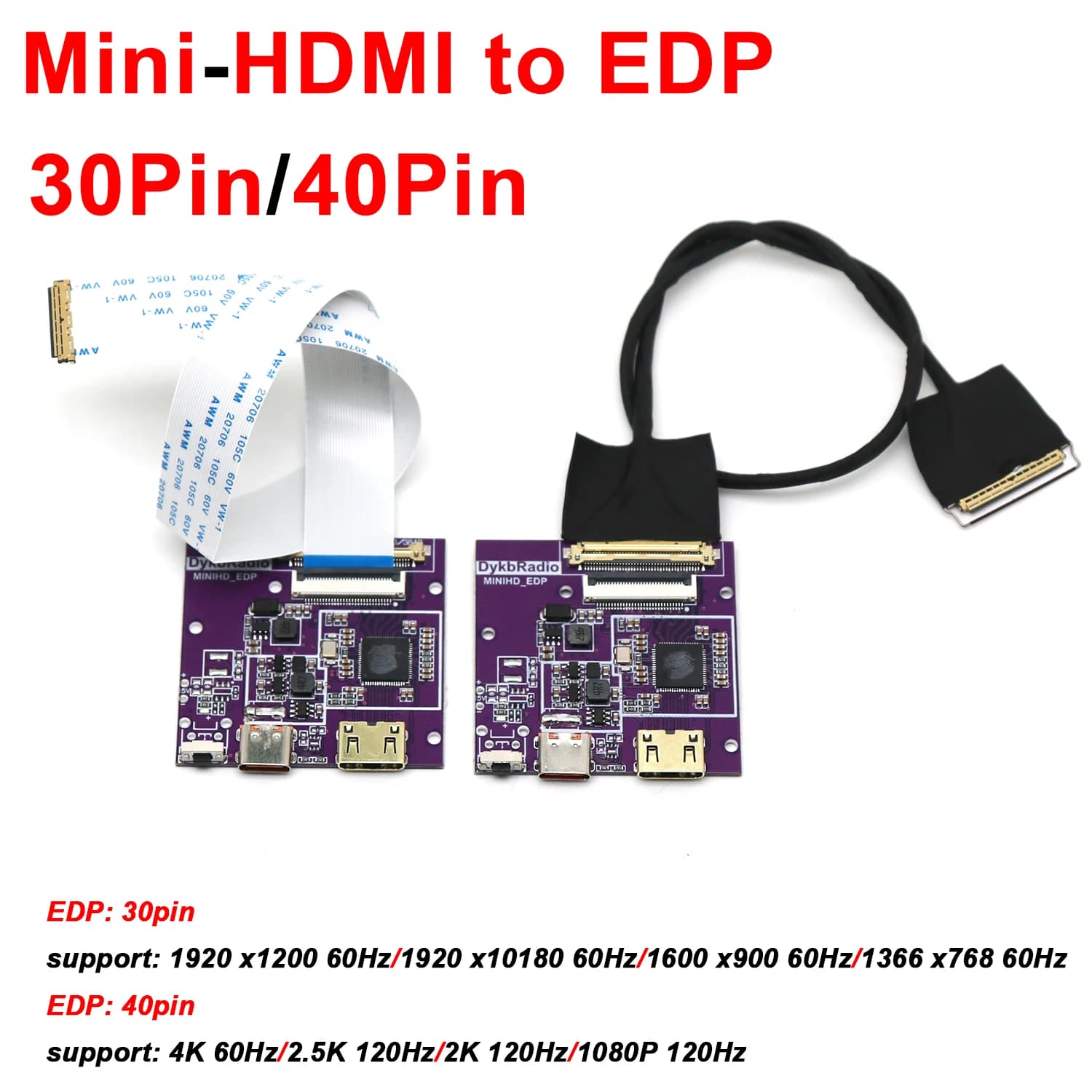 Scheda Driver Mini HDMI a eDP 30PIN 40PIN 2K 4K 60Hz 120Hz per Proiezione Display LCD e Monitor Portatili da 10-16 Pollici