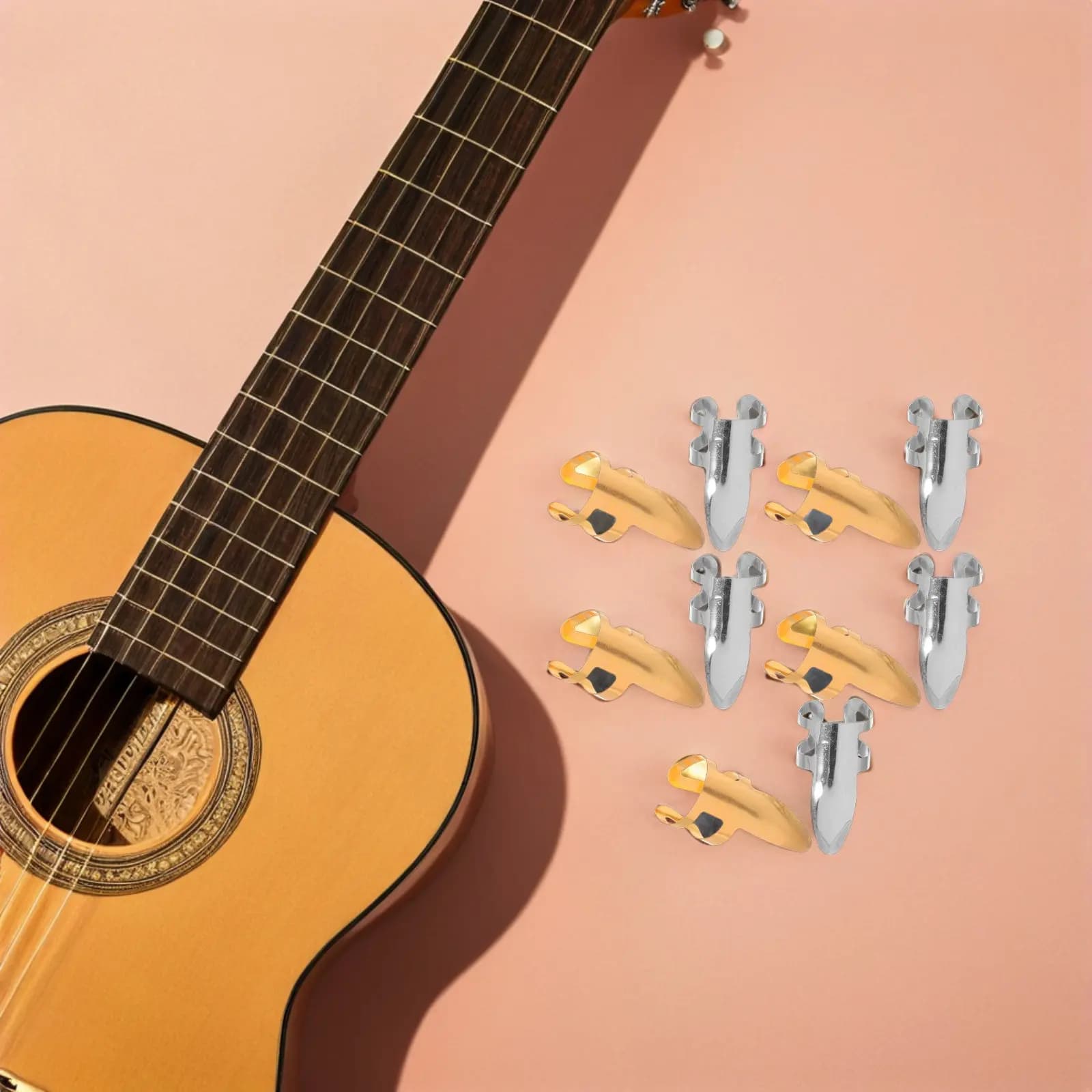 10 Pezzi Plettri per Chitarra Regolabili in Acciaio Inossidabile per Dita e Pollice, per Chitarra Acustica, Elettrica, Basso e Banjo