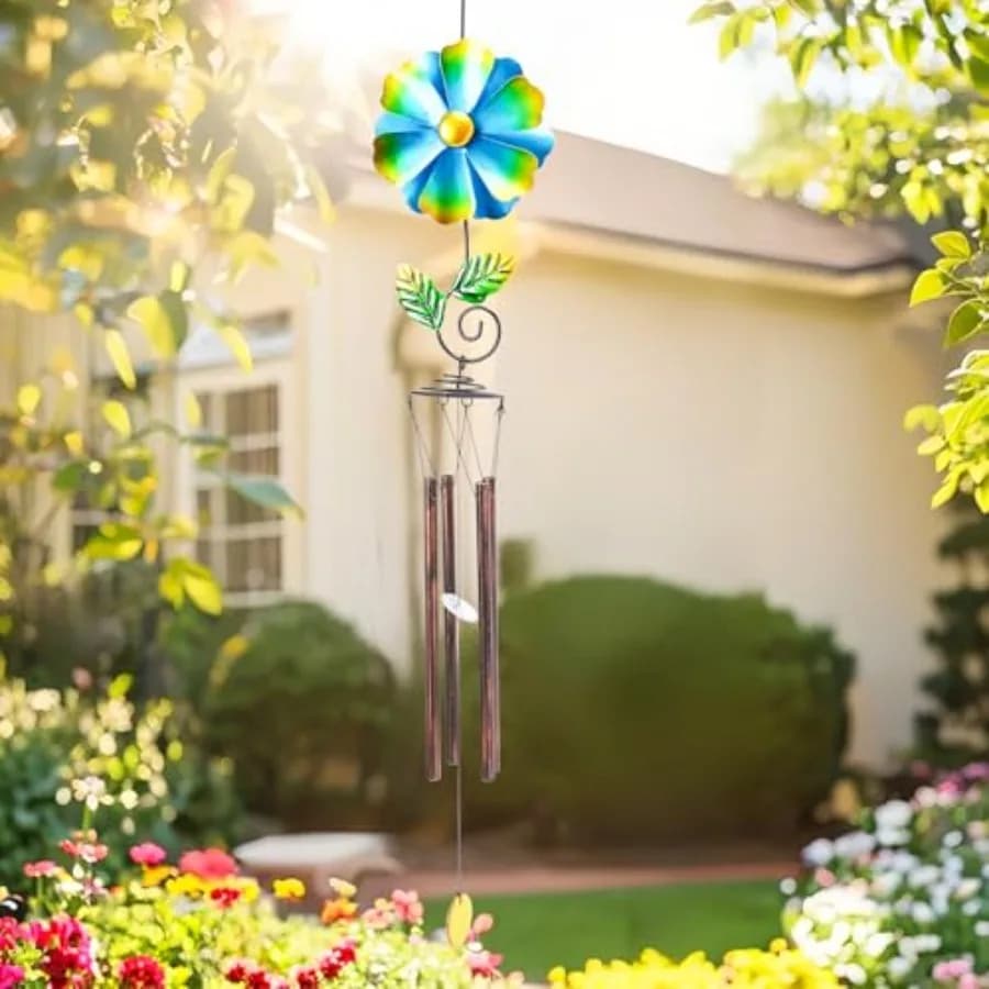 Wind Chimes for Outside Clearance - Garden Wind Chimes with Flower Wind Spinner, 33 Inch Deep Tone Metal Memorial Sympathy Wind