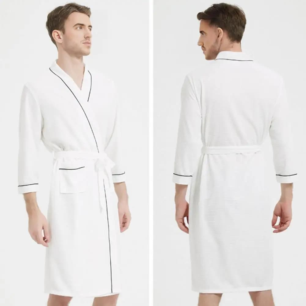 Night Shirt in Solid Color Collection of Autumn Spring Dresses Men's Soft Dresses for Couples Three-quarter Sleeve for Men