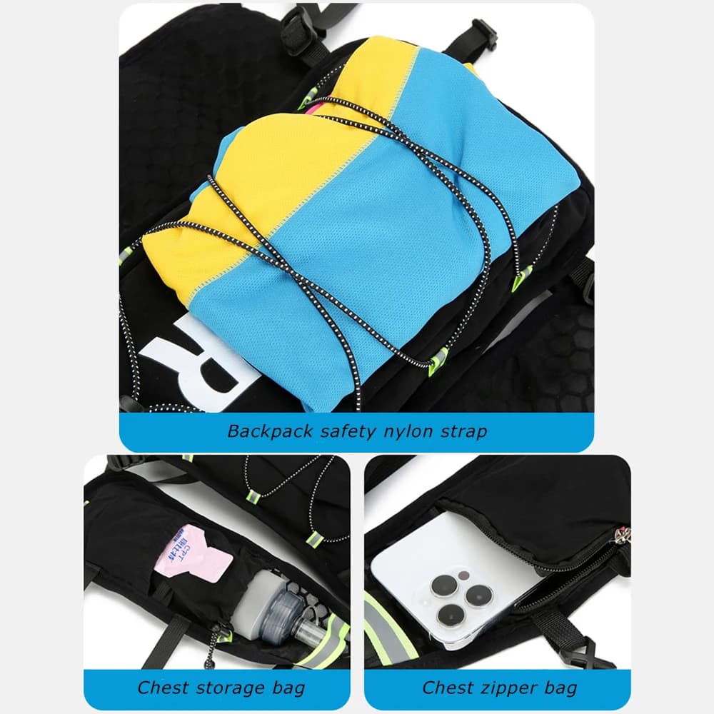 Unisex Multipurpose Nylon Running Backpack with Reflective Hydrating Bag for Hiking Cycling and Leisure Sports