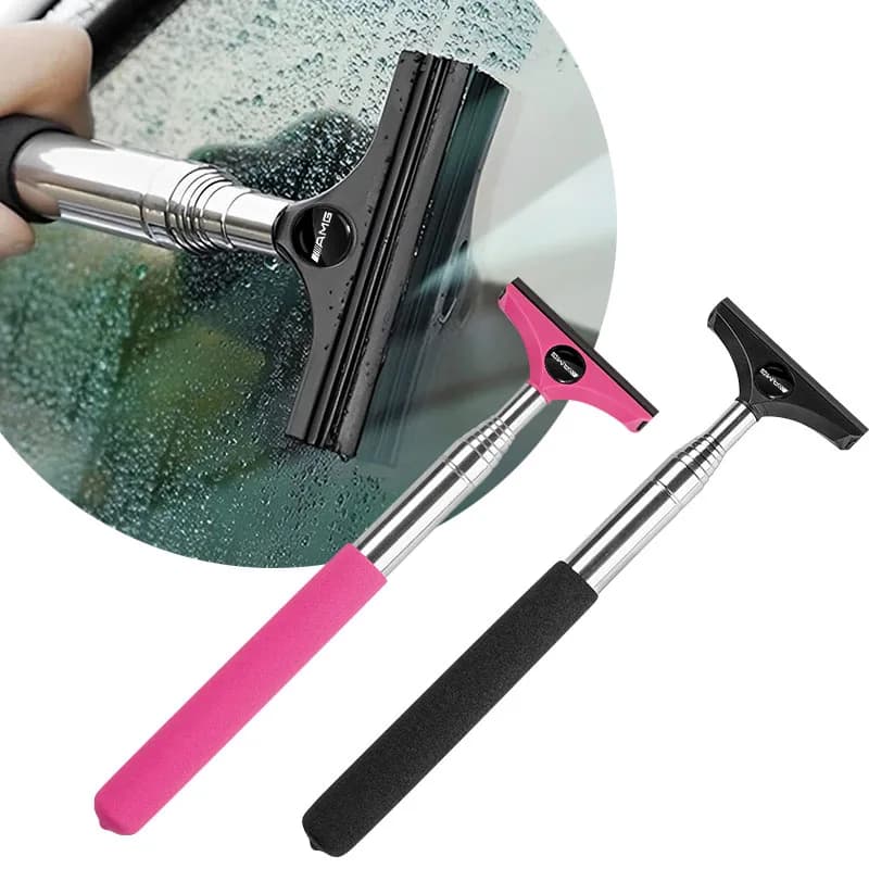 Telescopic brush for cleaning windows with valve cap handle for cars, compatible with AMG GLC W203 W206 W220 GLK CLK SLS CLG GLE GLC W205 CLA CES CLS SLK