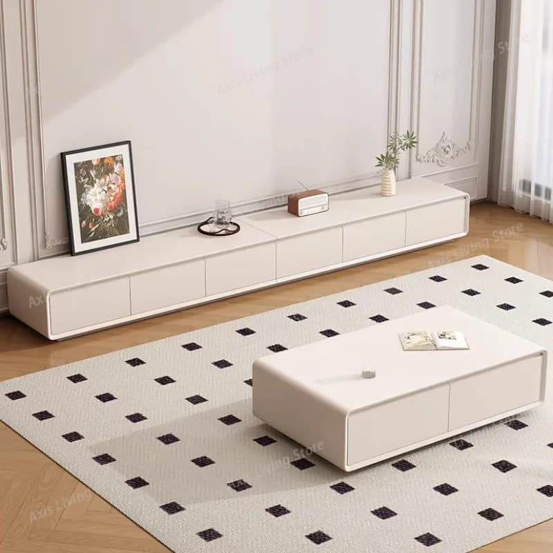 Home Modern solid wood paint TV cabinet coffee table light luxury floor tv stand monitor stands panel living room furniture