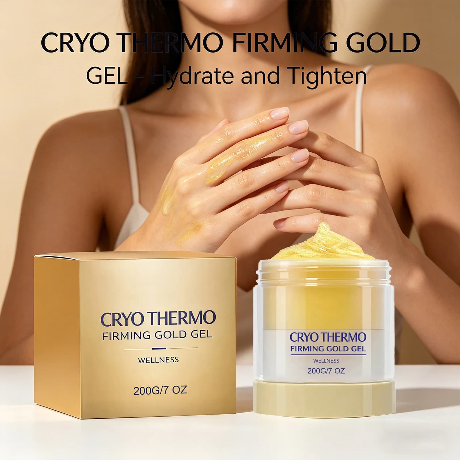 Crema Viso Rassodante all'Oro, Idratante, Accelera il Metabolismo dei Grassi, Migliora l'Elasticità della Pelle, Riduce il Cedimento, Gel per Massaggi Corpo e Benessere