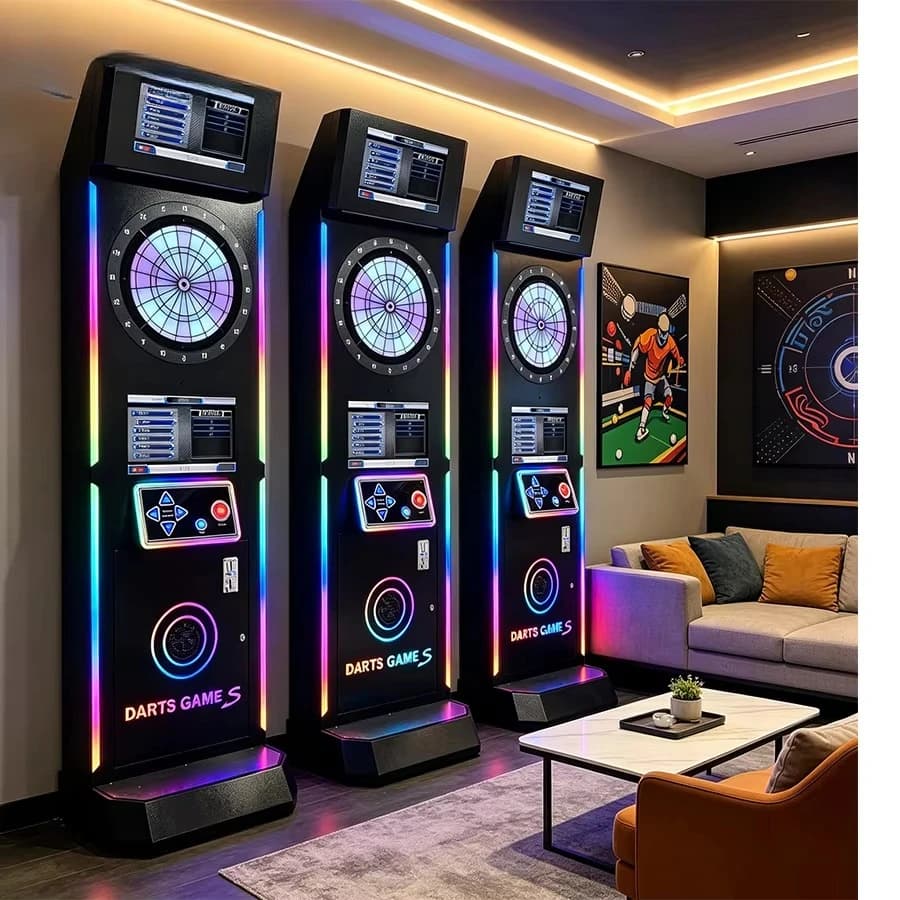 CE Certified Coin Operated Dart Cabinet, Arcade Game Machine, LCD Electronic, 12 Soft Tip Darts, Bar Entertainment System