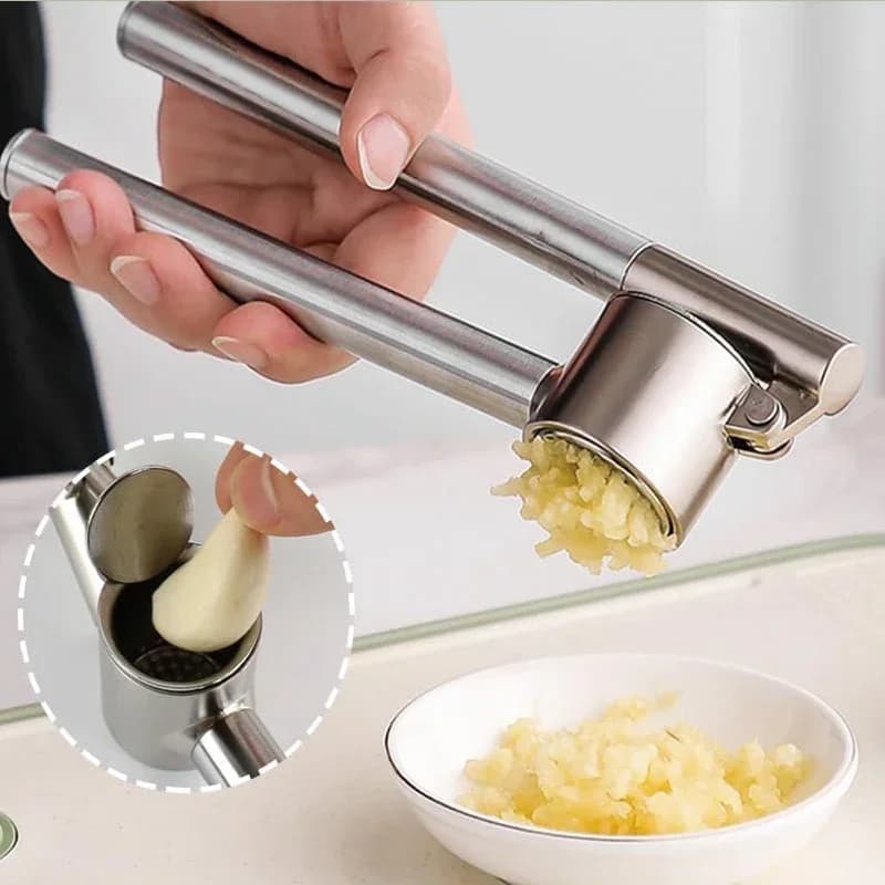 Set di Spremiaglio in Acciaio Inox con Spazzola per Pulizia, Tritatutto Manuale per Aglio e Zenzero, Utensile da Cucina Fai-da-Te