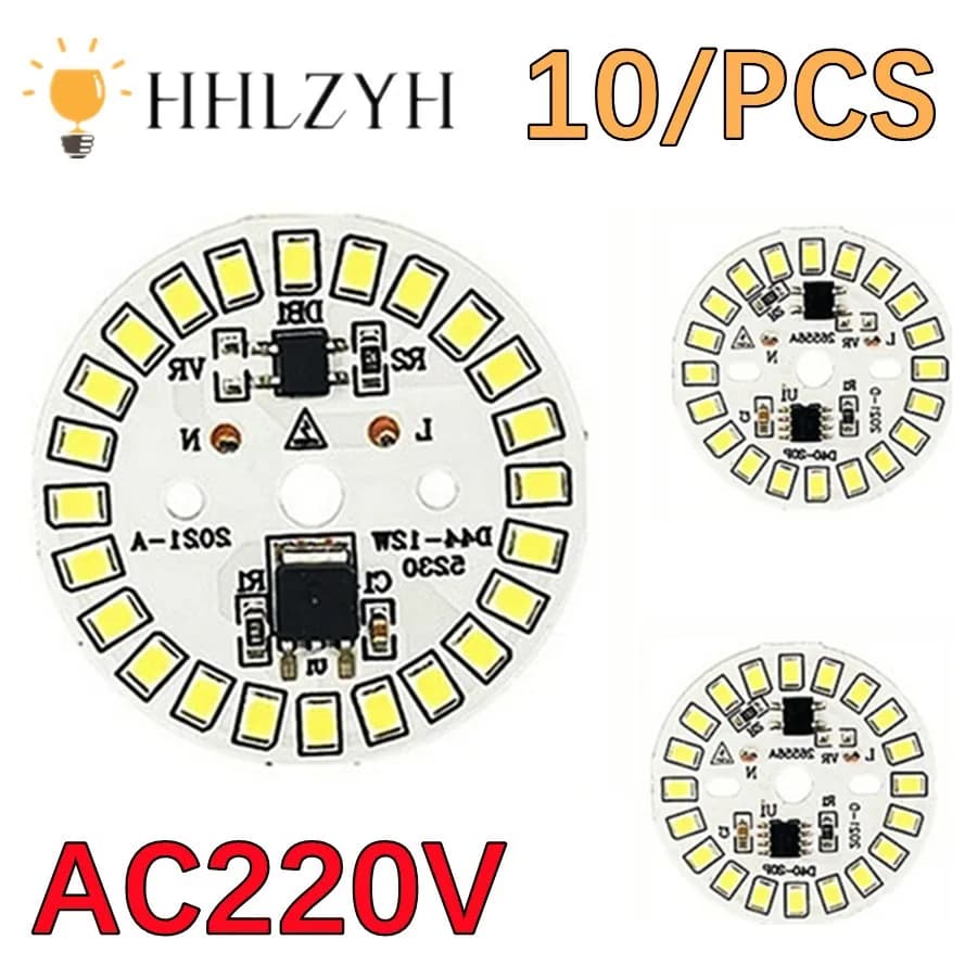 HHLZYH 10 pz/lotto AC220V Chip LED 3W 5W 7W 9W 12W 15W 90 Lumen/W 2835SMD Perline di Luce Rotonde per Lampadina Chip Lampadina di Illuminazione