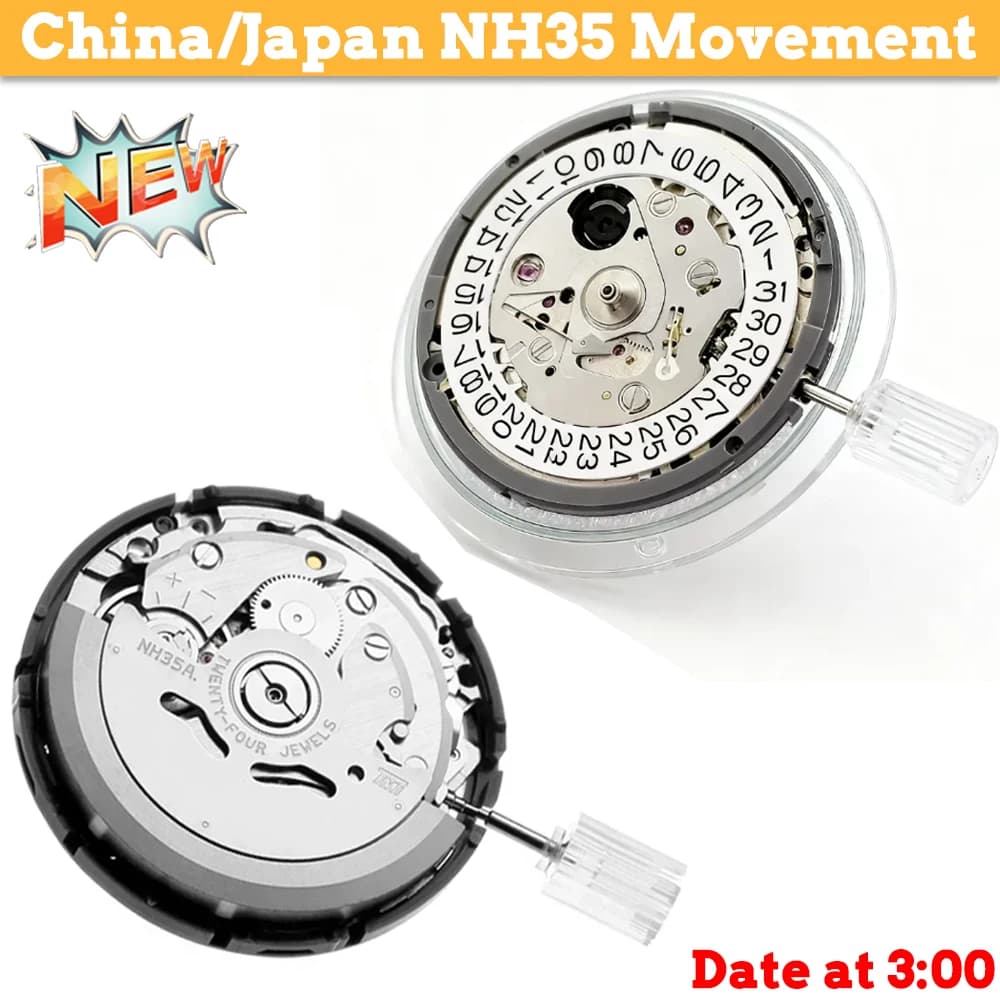Movimento Meccanico Automatico Originale Giapponese NH35, Alta Precisione, 24 Rubini, Ricambio per Orologi Mod, Data a Ore 3:00, NH35A
