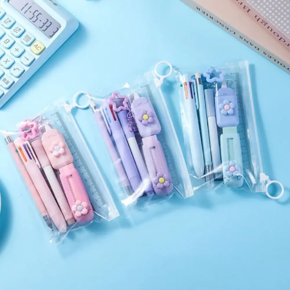 Set di cancelleria INS 7 in 1, kit portatile, nastro correttore per penna gel, regalo per studenti