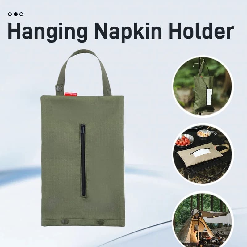 Portatovaglioli sospesi Borsa per riporre fazzoletti per barbecue da campeggio all'aperto Custodia per fazzoletti portatile con contenitore per asciugamani di carta con cerniera