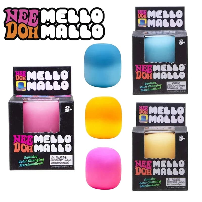 Needoh Mello Mallo Squishy UV Reactive Sun Color Changing Stress Relief Toy Dough Filled Fidget Ball Anxiety Squeeze ADHD Gift