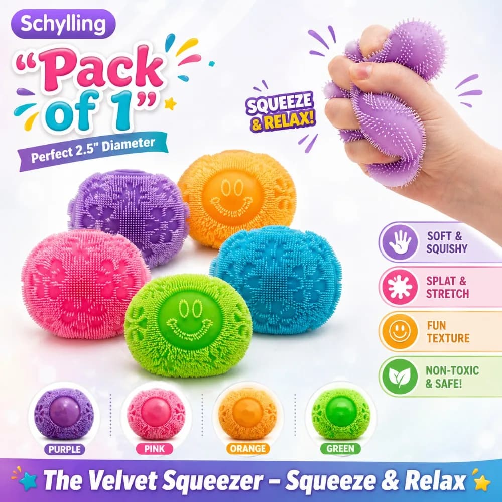Schylling Needoh Fuzz Ball Flower Power Sensory Fidget Cube Squishy Antistress per Concentrazione e ADHD