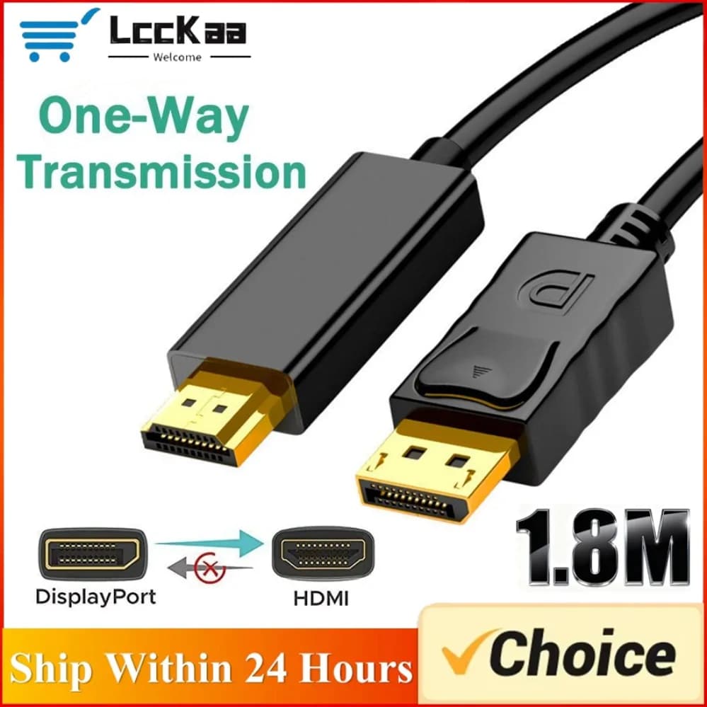 Cavo compatibile DP a HDMI 1080P Adattatore DisplayPort a HDMI da 1,8 m Cavo audio video da maschio a maschio per monitor proiettore PC HDTV