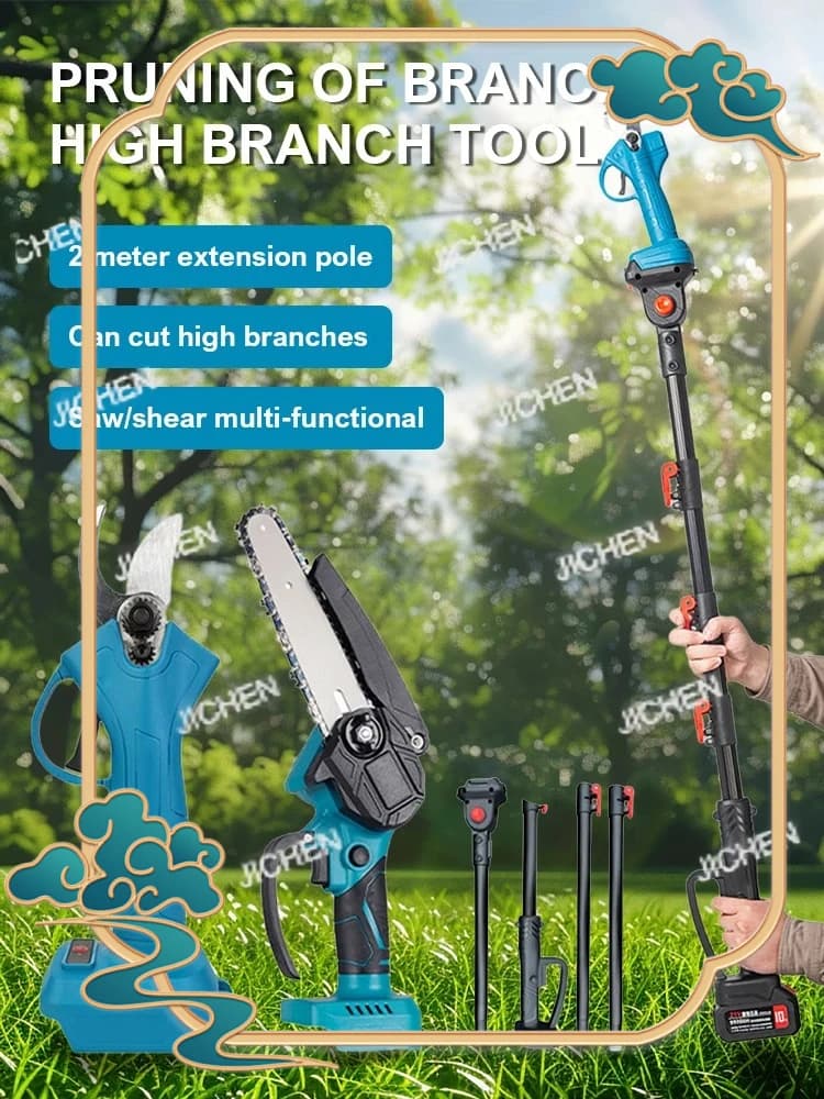 JC 3 IN 1 electric pruning shears with 2,2 m extension rod of battery electric garden chainsaw for fruit tree for Makita 21V