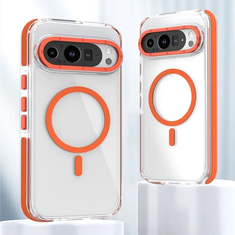 Custodia Trasparente Semplice per Google Pixel 9 10 Pro XL con Supporto per Ricarica Magnetica