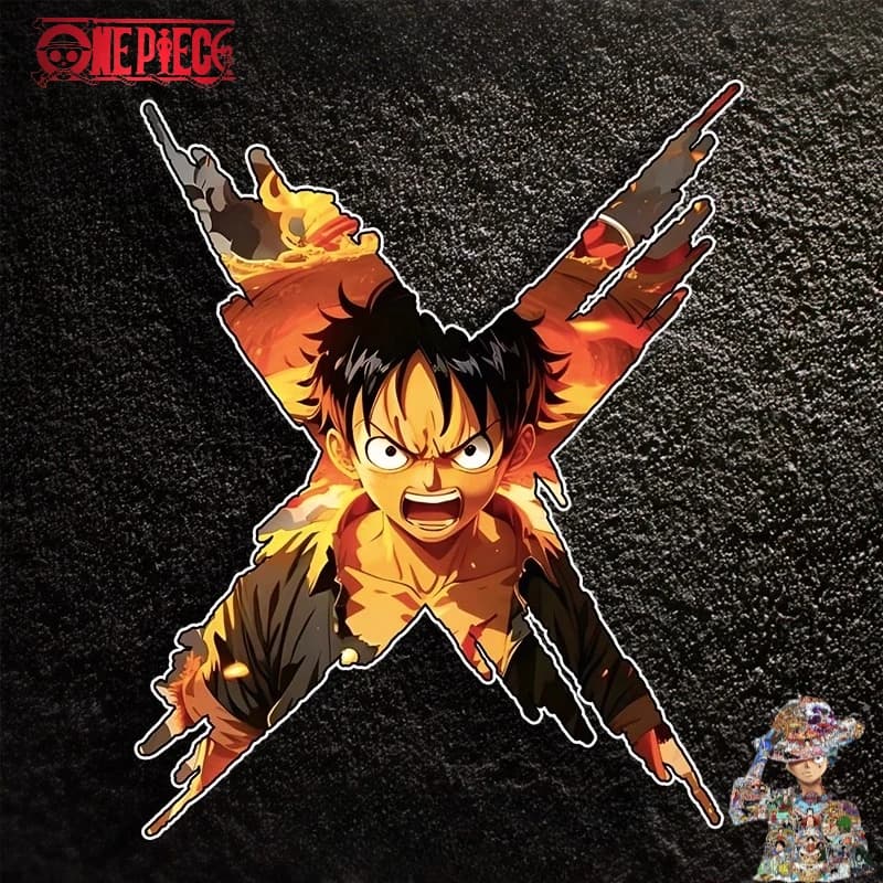 One Piece Monkey D Luffy Cartoon Cute Car Body Stickers Creativo personalizzato Car Body Moto Casco Adesivi Regalo all'ingrosso