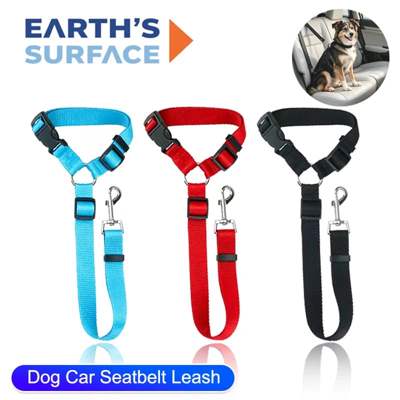 Solid Tone Pet Car Safety Strap Nylon Traction Rope Back Seat Security Belt Adjustable Dog Harness Collar Pet Supply Accessories