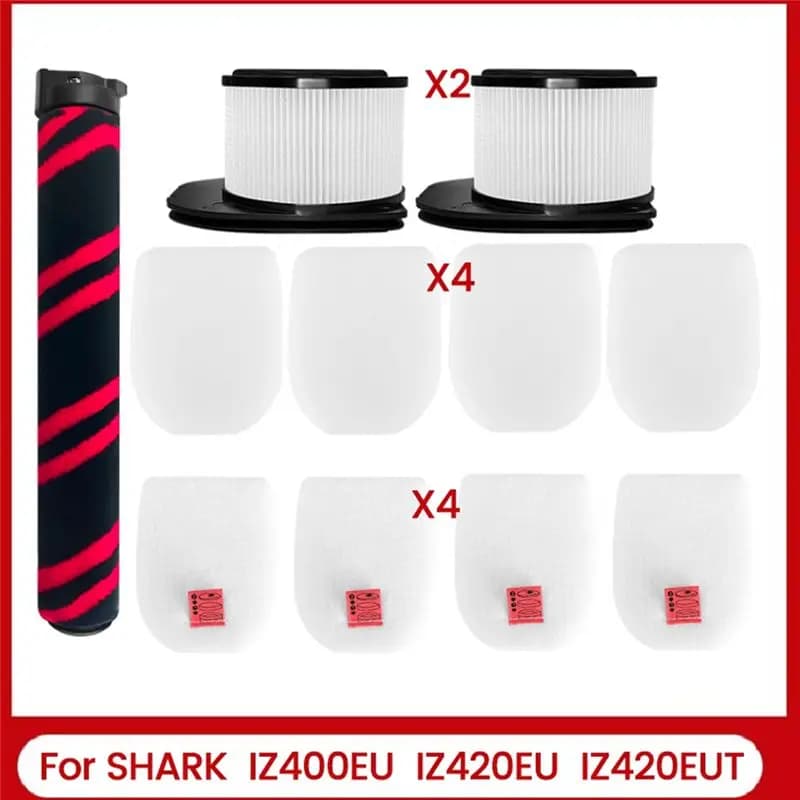 AB46-Set Accessories for Wireless Vacuum Cleaner Shark IZ400EU IZ420EU IZ420EUT: Roller Brush, HEPA Filter, Foam Filter and Felt
