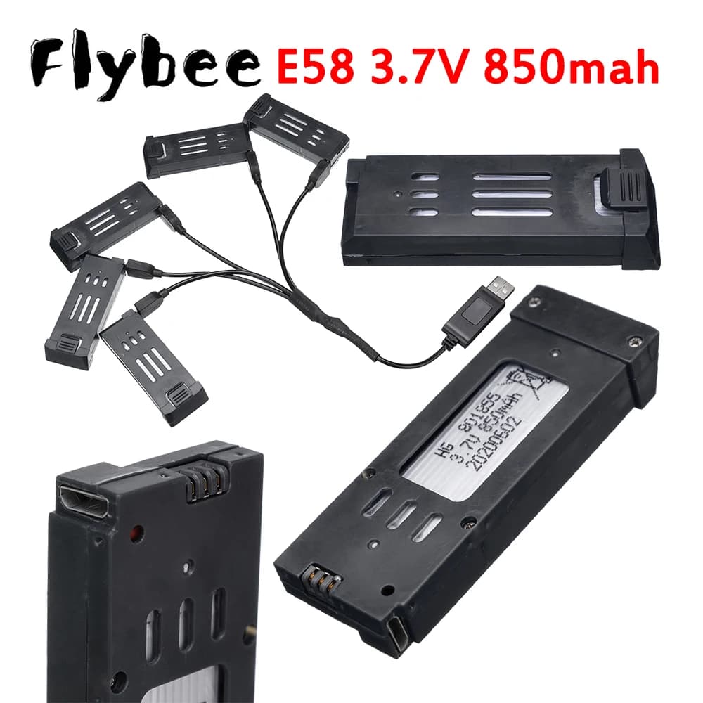 Batteria RC per Drone 3.7V 850mAh per E58 E68 L800 S168 JY019 998PRO Quadricottero RC UAV Batteria di Ricambio