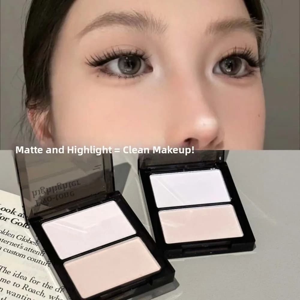 Double-color High-shine Contour Palette Deepen Eye Socket Reduce High Cheekbones Matte Highlighter Enhancement Eye Contour