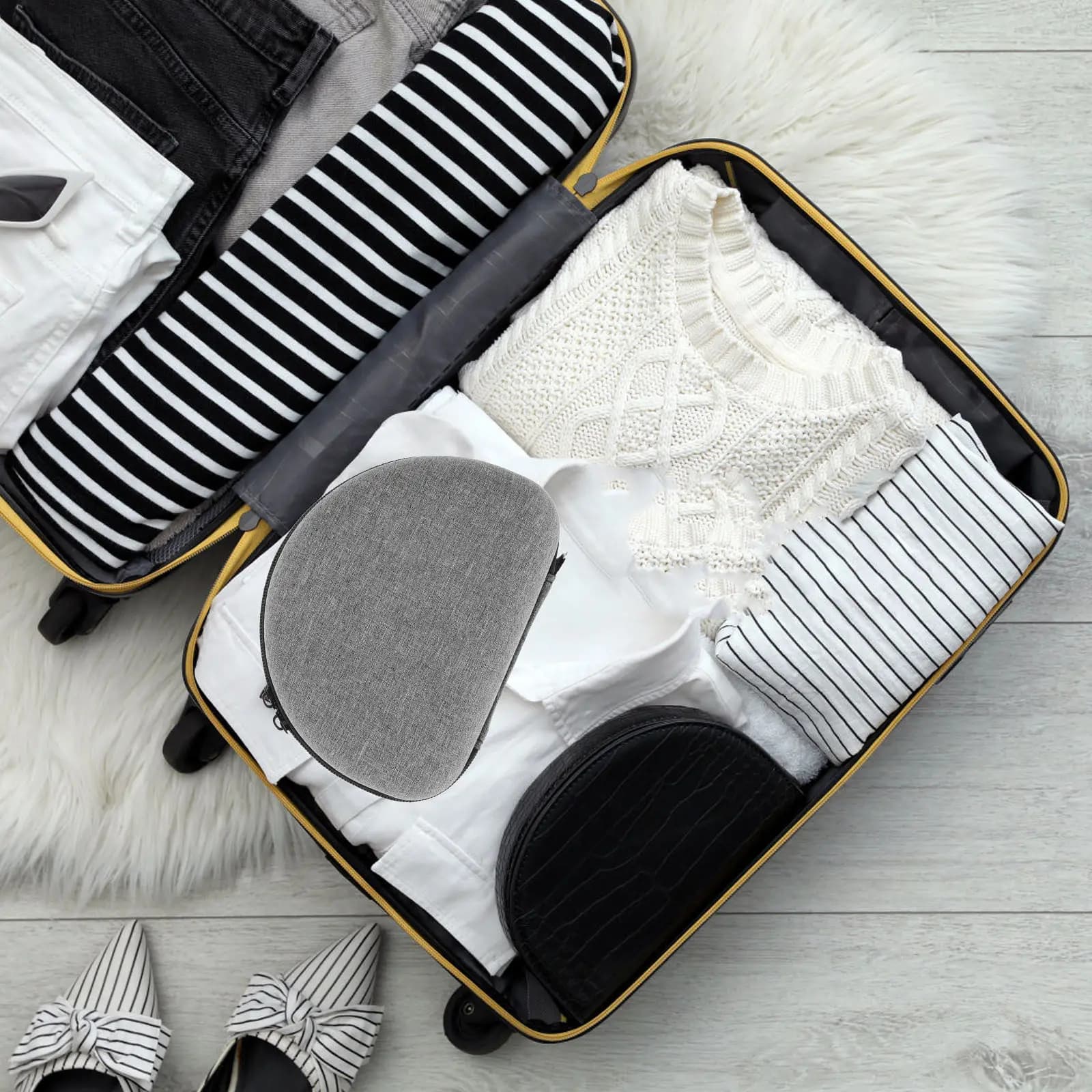 Portable Case Hard Shell Full Face Mask Organizer Robust Impact Resistance Soft Black Lining Dark Gray Exterior