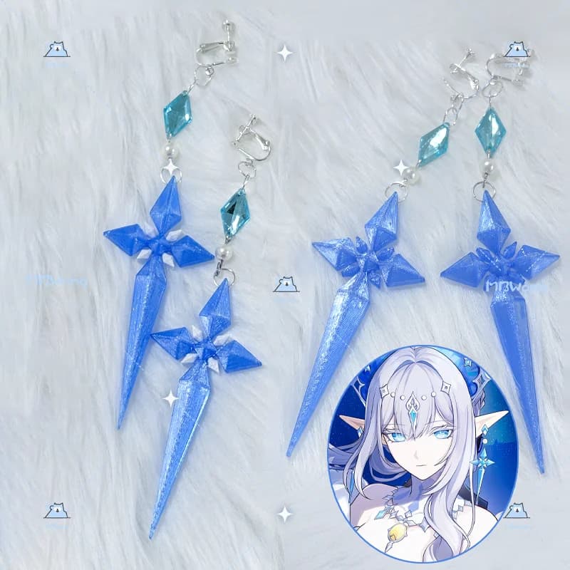 Genshin Impact Tsaritsa Cosplay Prop Tsaritsa Eardrop 3D Printing Tsaritsa Anastasya Feodorovna Snezhnaya Earring Hallowmas