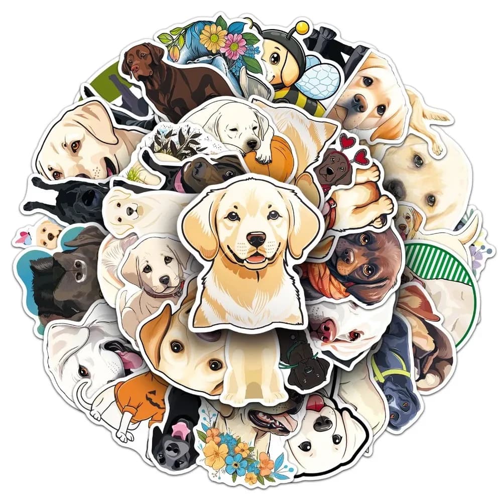 50 pezzi Labrador retriever Animale da compagnia Cane Graffiti Adesivi Decorare Caschi Bottiglie d'acqua Custodie per telefoni Frigoriferi Valigie