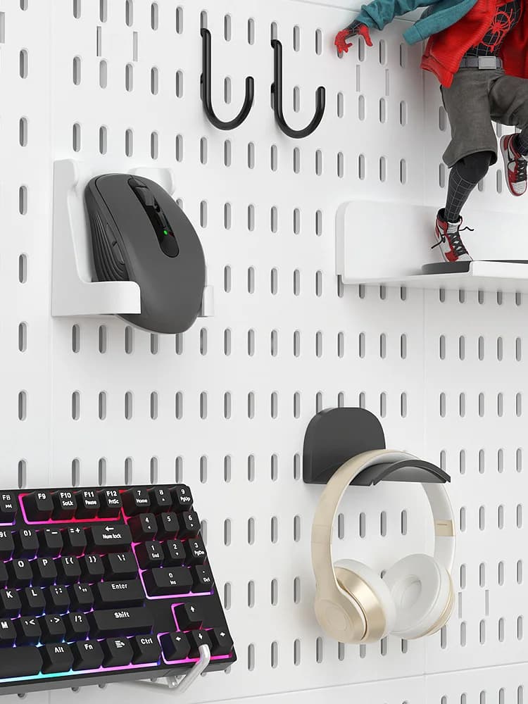 【SET C】Accessorio per scheda forata: supporti per cuffie, supporto multifunzionale, supporti e clip per iPad/KB per giochi e spazi di lavoro organizzati