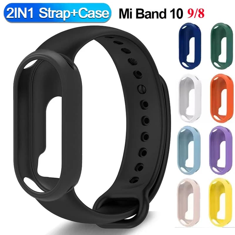 Cinturino in silicone + custodia per orologio per Xiaomi Smart Band 10 Custodia protettiva morbida Bracciale di ricambio per Xiaomi Mi Band 10 9 8 Correa