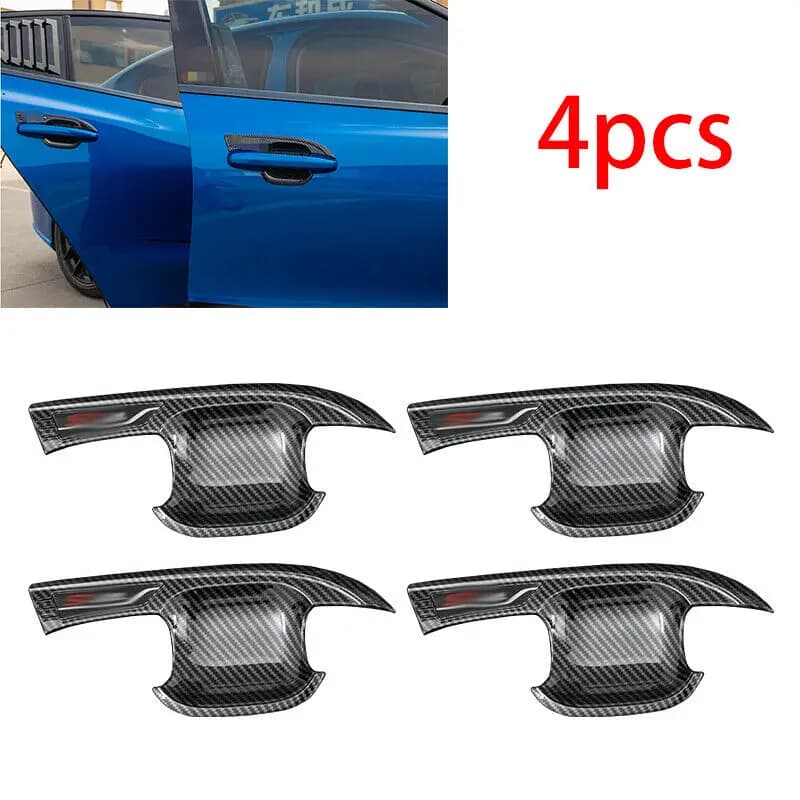 4 Pcs Black/Silver Car Outside Door Handle Bowl Cover Decoration Carbon Fiber Pattern Accessories For Ford Focus MK4 2019 2020