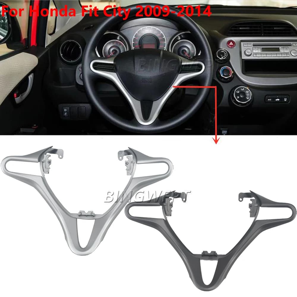 For Honda Fit City 2008 2009 2010 2011 2012 2013 2014 Steering Wheel Silver Decorative Strip Bright Decorative Trim