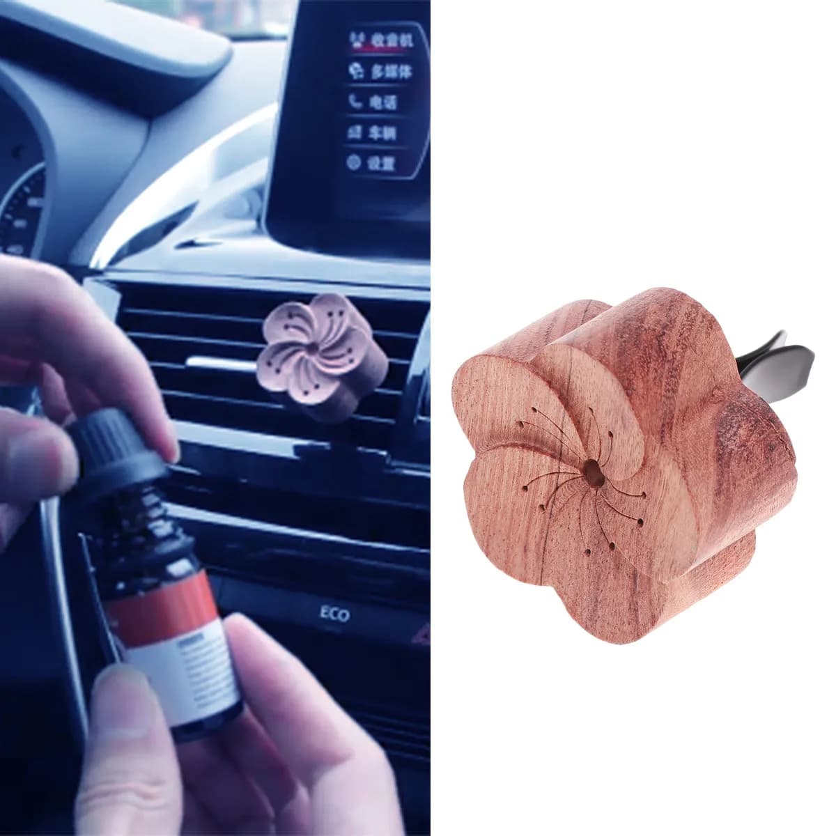 Wooden Car Air Outlet Aromatherapy Diffuser DIY Mini Space Saving Vent Clip for Auto Refresh Odor Elimination
