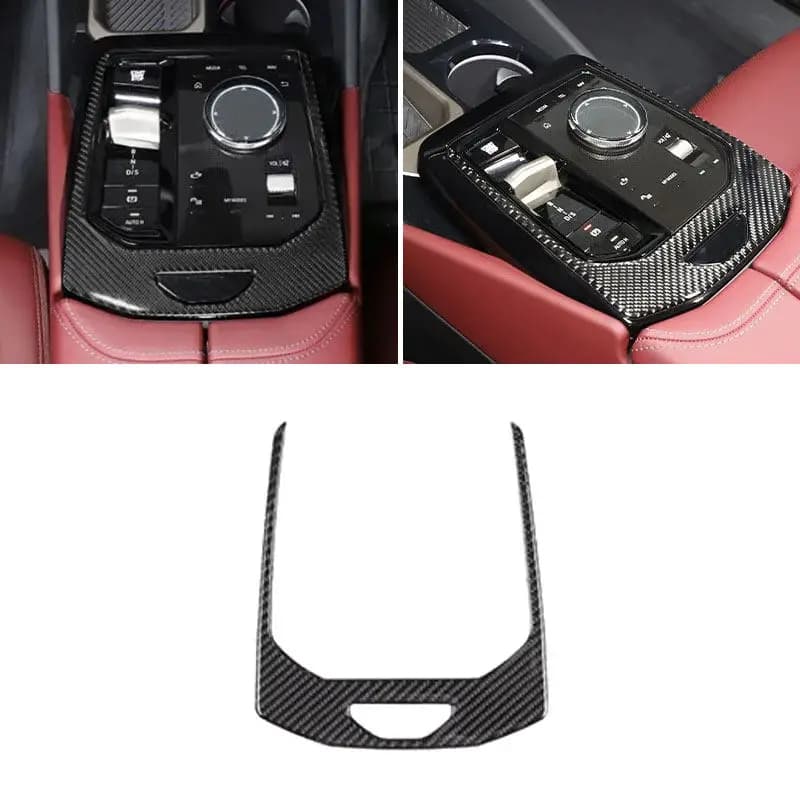 Accessori interni per auto per BMW Serie 5 i5 G60 2024 2025 Pannello cambio di controllo centrale Copertura telaio Rivestimento in fibra di carbonio morbida