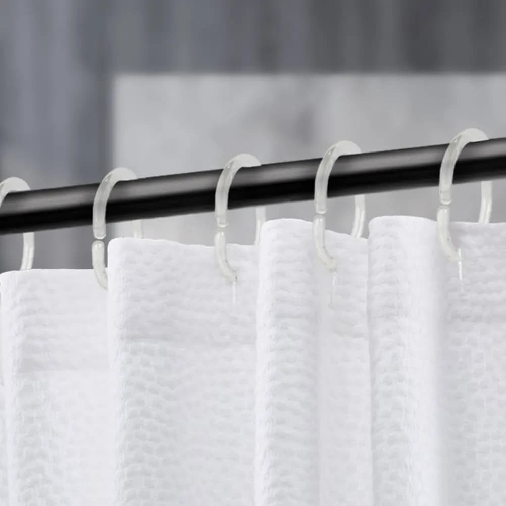 12 Pezzi Ganci Trasparenti in Plastica a C per Tenda Doccia, Anelli Estensibili Antiscivolo per Tende da Bagno, Vasca e Spogliatoio
