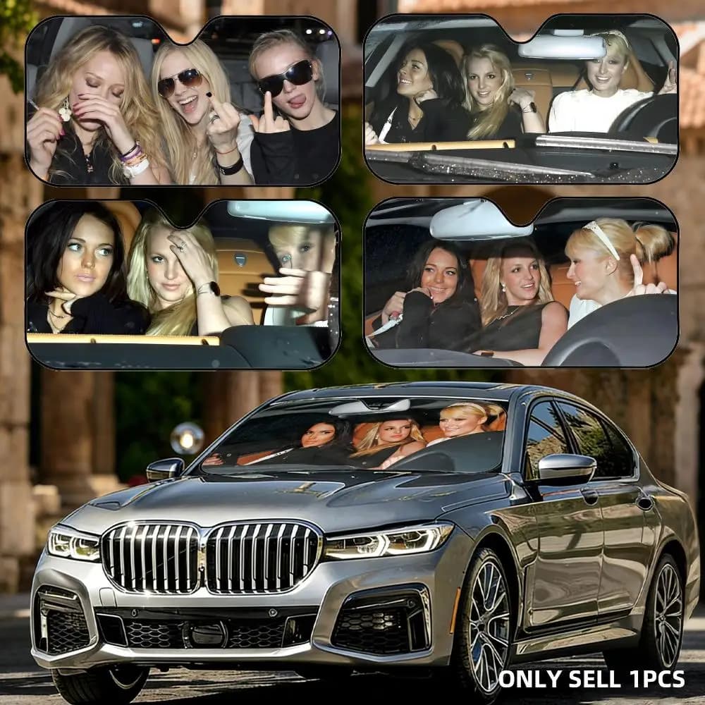 Paris Britney Lindsay Heat Sun Visor Foldable Aluminum Foil Car Windshield Sun Shade - UV Protection & Heat Insulation Visor