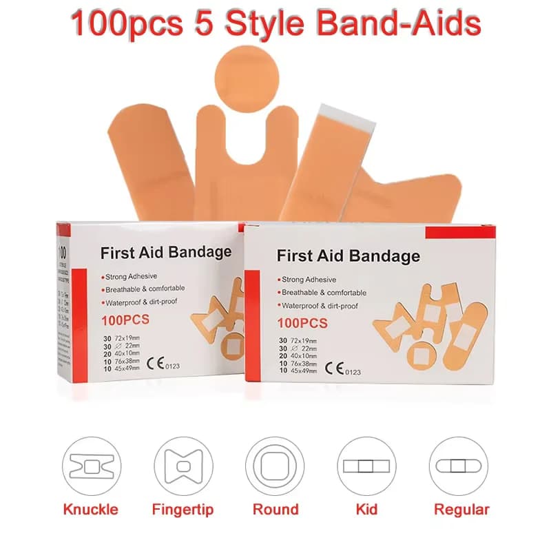 100 pezzi di primo soccorso multi formato cerotto cerotto impermeabile cerotto per ferita per kit di emergenza kit di pronto soccorso da viaggio a casa accessori