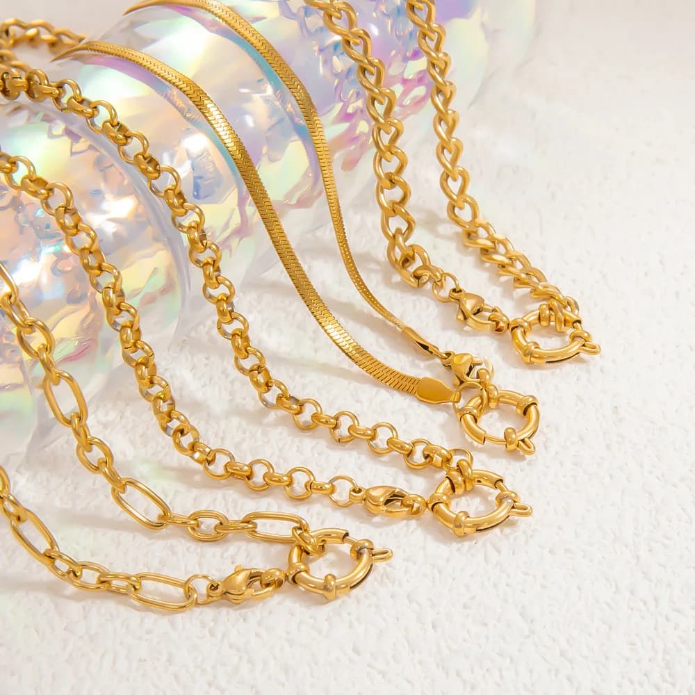 Braccialetti di gioielli di moda placcati in oro impermeabili Chiusura a molla Link Graffetta Catena Serpente Appannamento Collana cubana Gioielli fai da te
