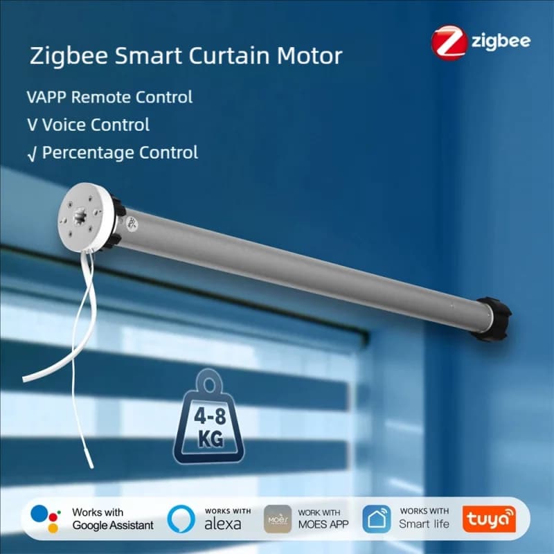 Motore per Tapparelle Smart Zigbee con 25 Tubi, Controllo Remoto tramite App, Temporizzazione, Motore per Tende Intelligenti, Tende Elettriche Automatiche