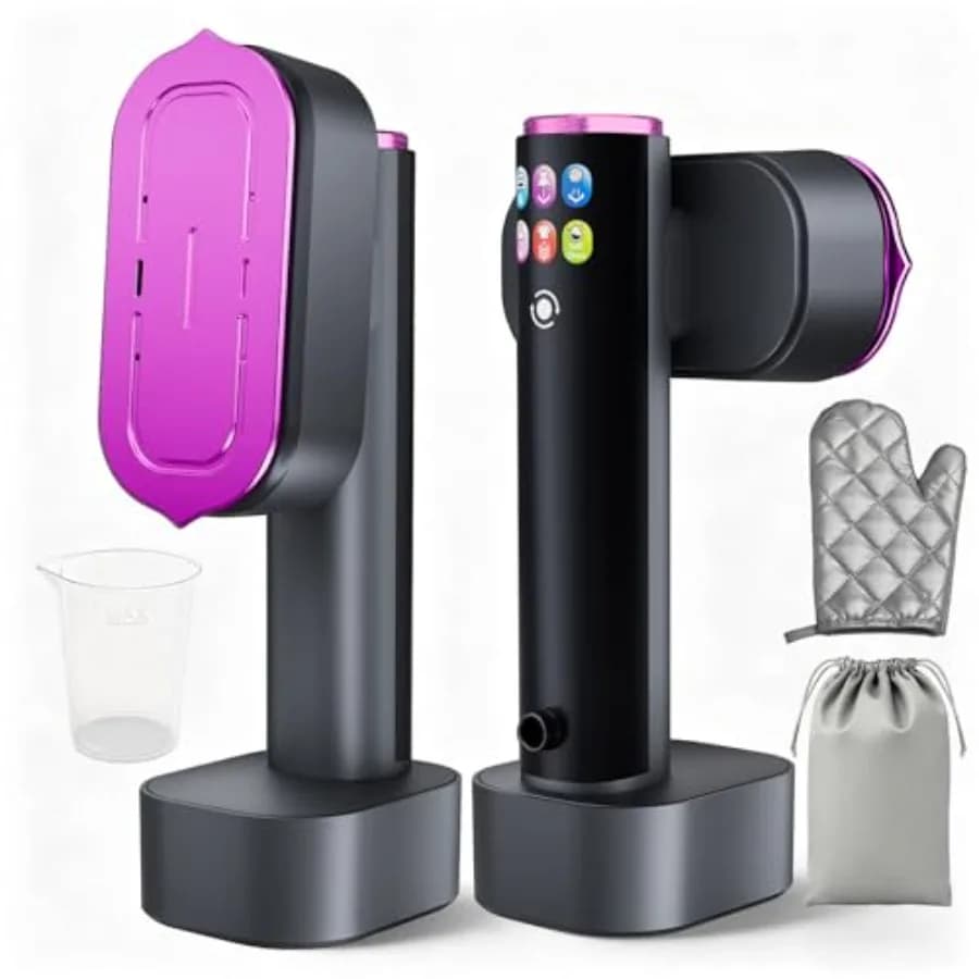 Vaporizzatore per Vestiti 2 in 1, Ferro da Stiro Portatile da Viaggio, 6 Livelli, 1200W, Display LED, Riscaldamento in 15s, Staccabile