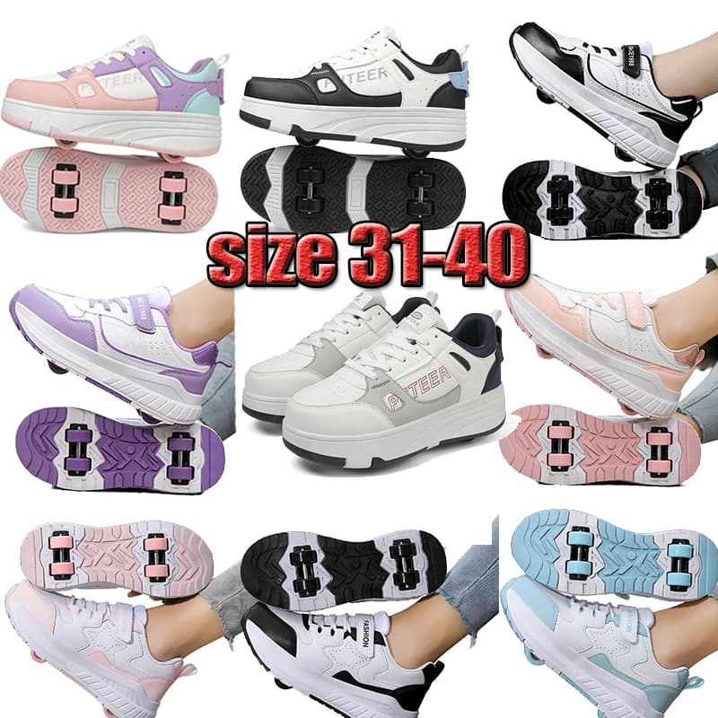 Scarpe da pattinaggio a rotelle per bambini, scarpe casual con deformazione, comode quattro ruote, scarpe da skate alla moda per bambini, 2025