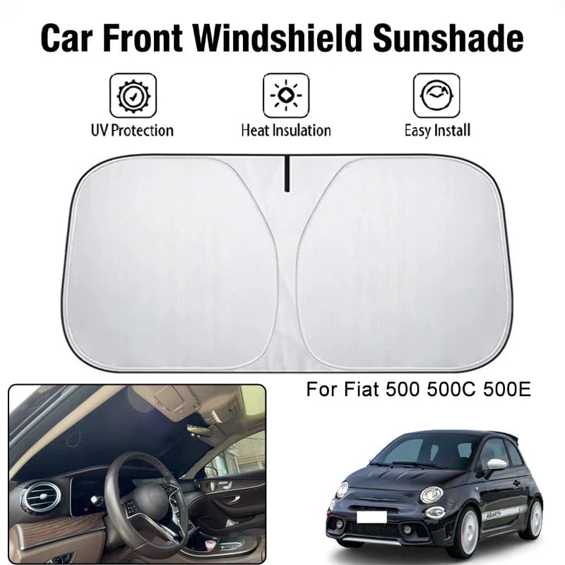 Parasole per Parabrezza Anteriore Auto per Fiat 500 500C 500E, Protezione UV e Isolamento Termico, Accessori per Interni Auto