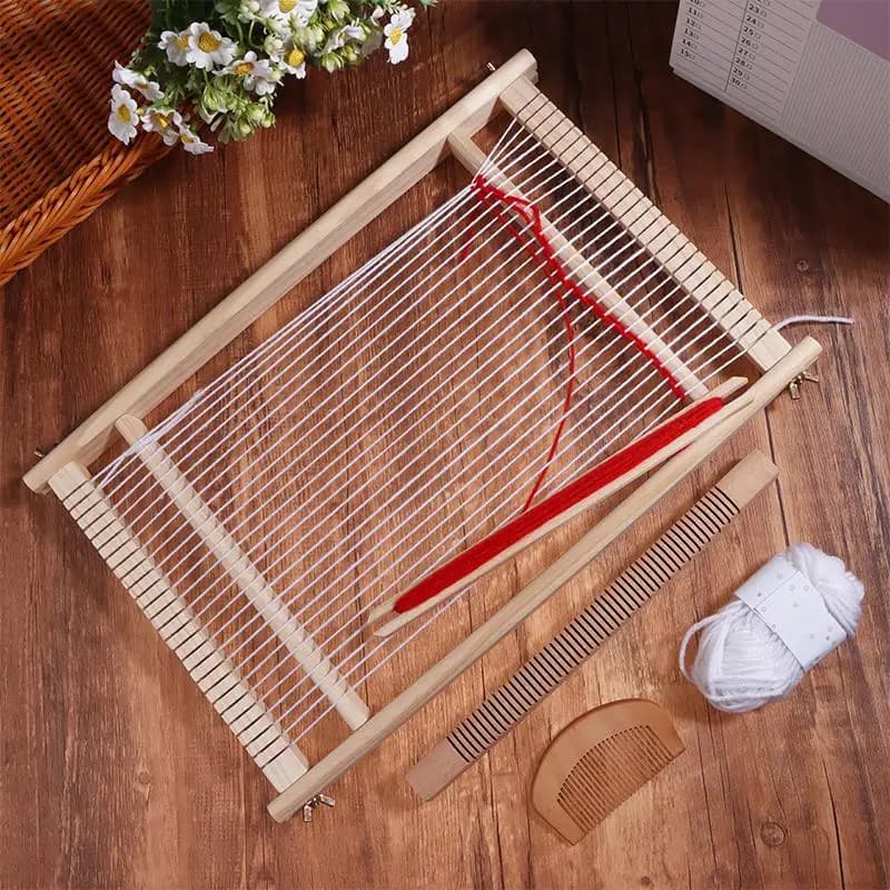 Wooden Multi-Craft Weaving Loom Set Warp ​Frame ​Loom Heddle Bar For Weave Board Tapestry Kids Beginner