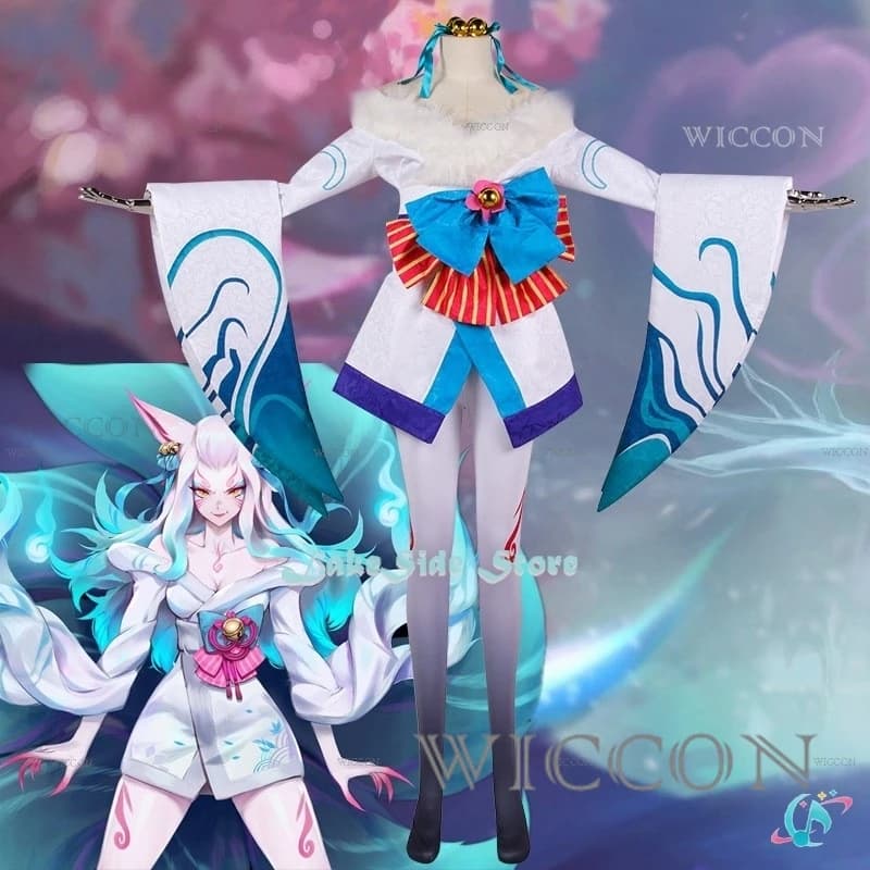 Abbigliamento di Halloween Lol Spirit Blossom Ahri Costume Cosplay Pelle Outfit InStock Gioco Cosplay Prop Festa di Halloween C