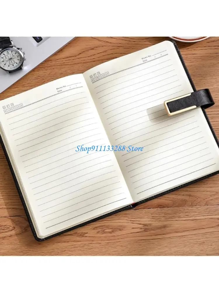 G88D Hardcover Leather Notebook Closure College Ruled Business Journal Pocket Notepads with 240 Pages for Writing