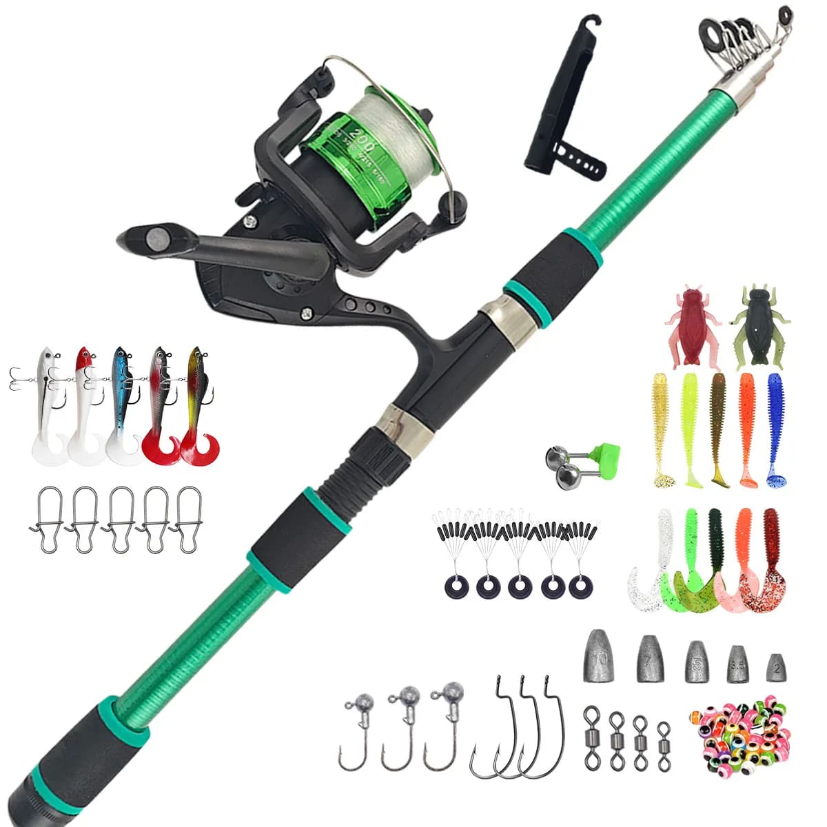 Portable Telescopic Fishing Rod & Reel Combo Full Kit with Tackle